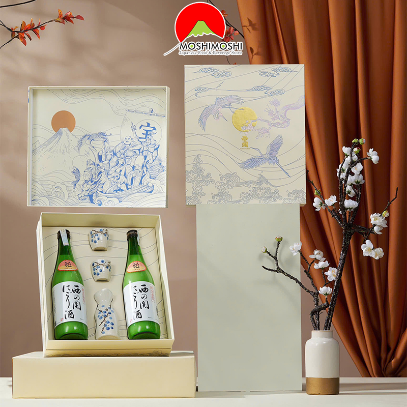 Hộp quà rượu sake Vạn Phúc Nishinoseki Nigori Zake là gì?