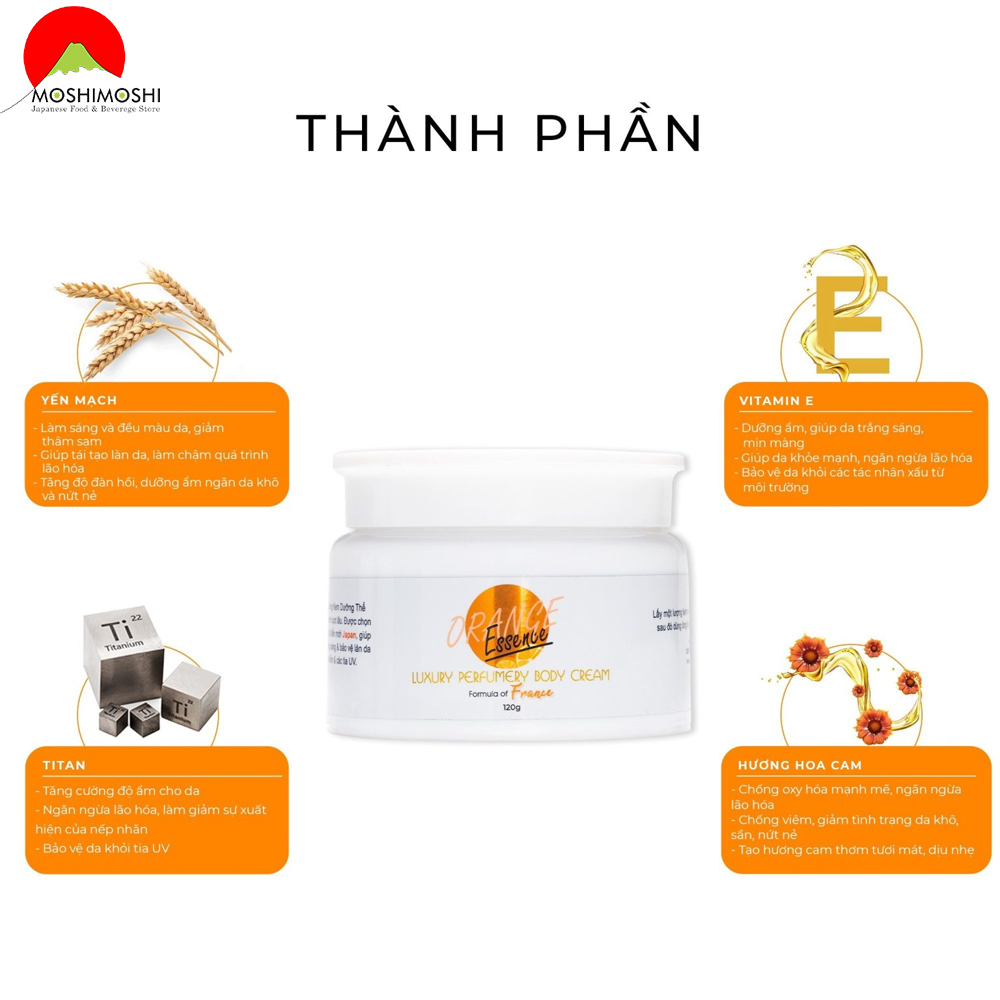 Thành phần kem dưỡng cơ thể cream orange KN Beauty