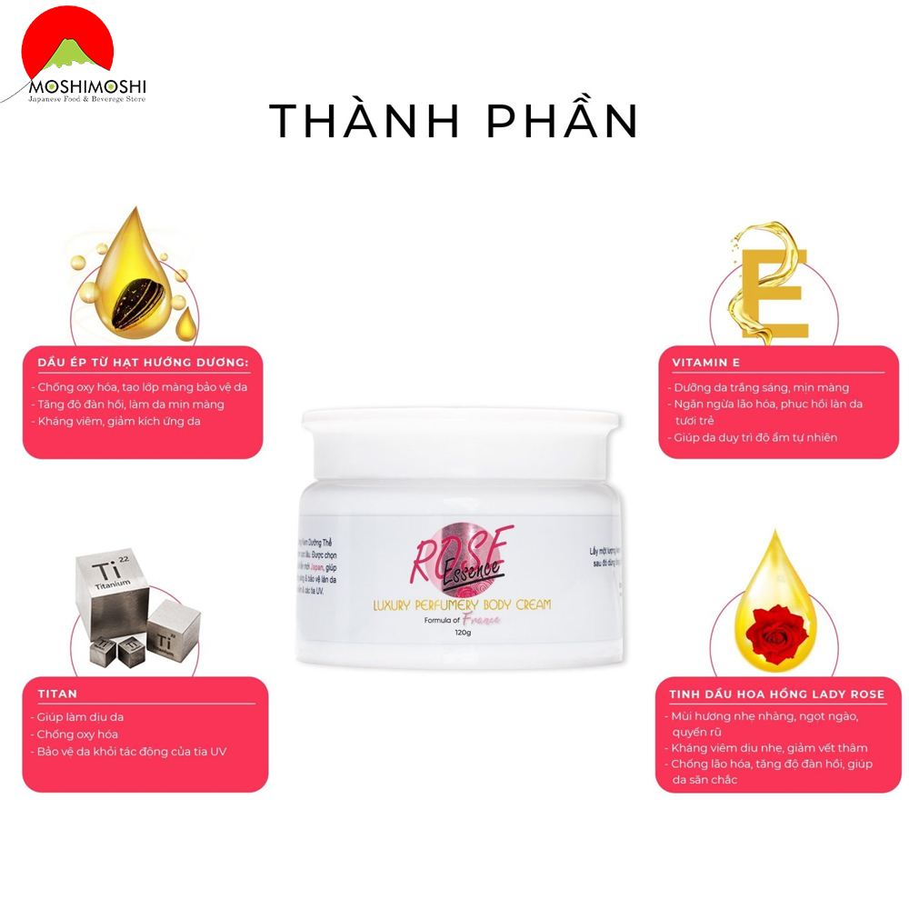 Thành phần kem dưỡng cơ thể cream rose KN Beauty