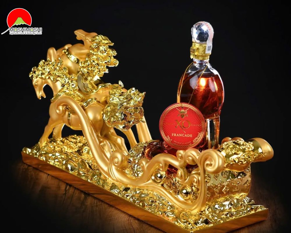 Kệ Rượu Đôi Ngựa Vàng Kéo Xe Brandy XO