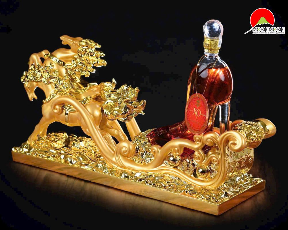 Kệ Rượu Đôi Ngựa Vàng Kéo Xe Brandy XO