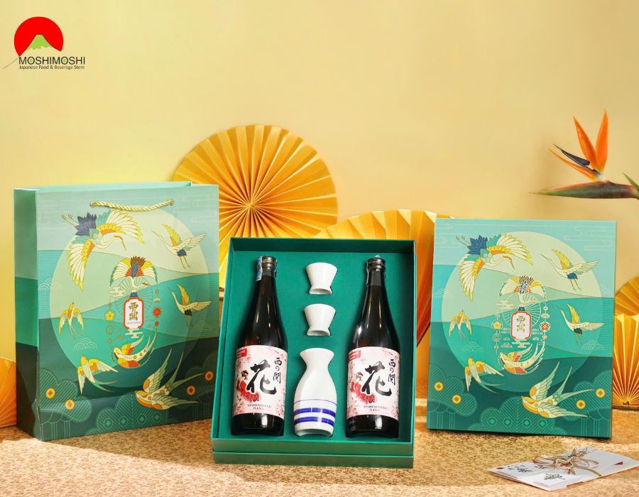 Hộp Quà Rượu Tết 2025 Tinh Hoa Việt Nhật Sake Nishinoseki Hana