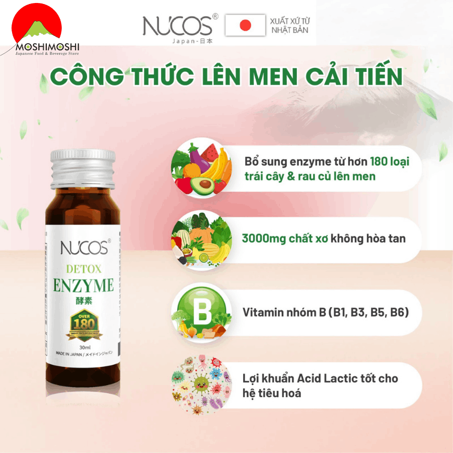 thành phần Nước uống thải độc Nhật Bản Nucos Detox Enzyme