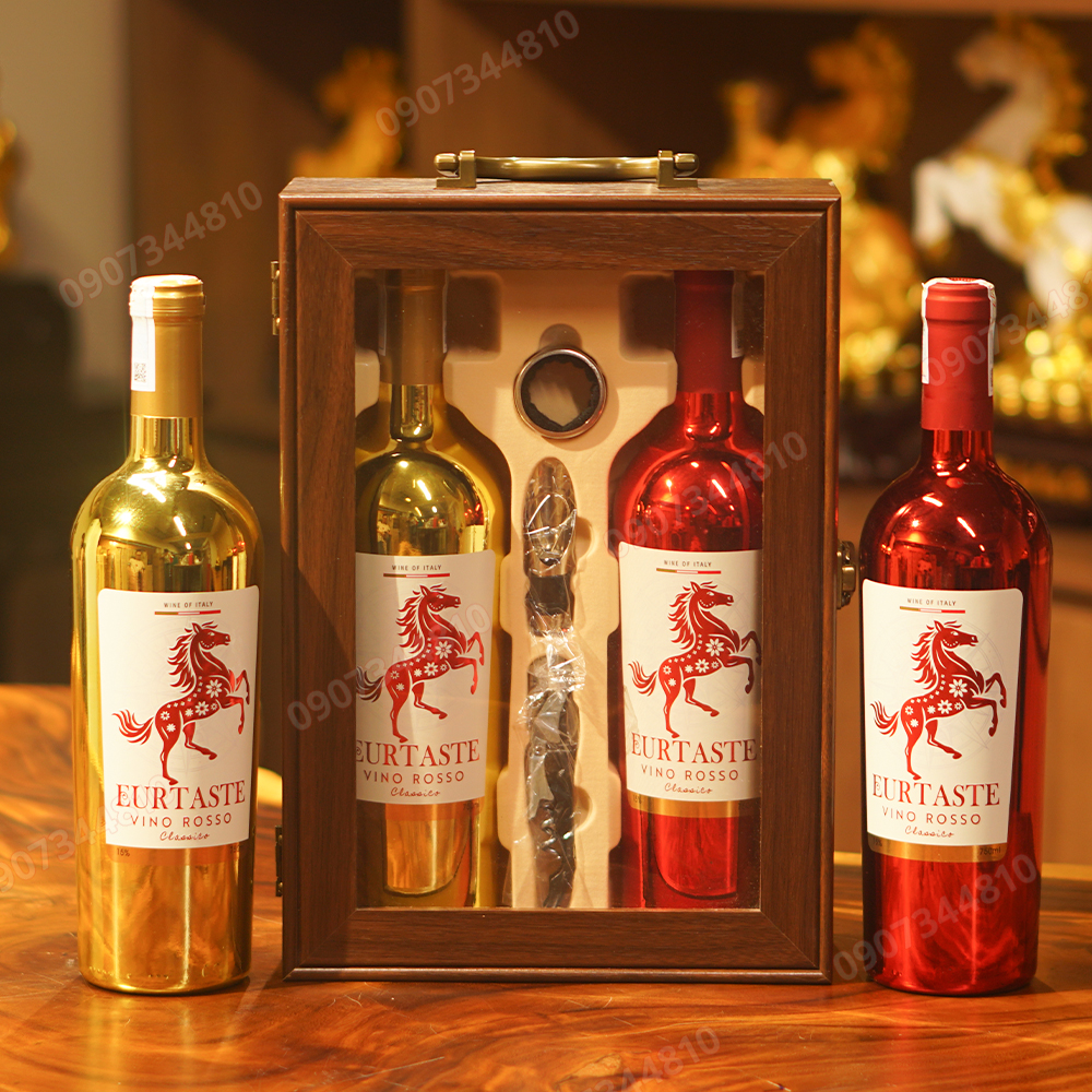 Hộp Rượu Vang Ngựa Đỏ Vàng Eurtaste Vino Rosso 750ml