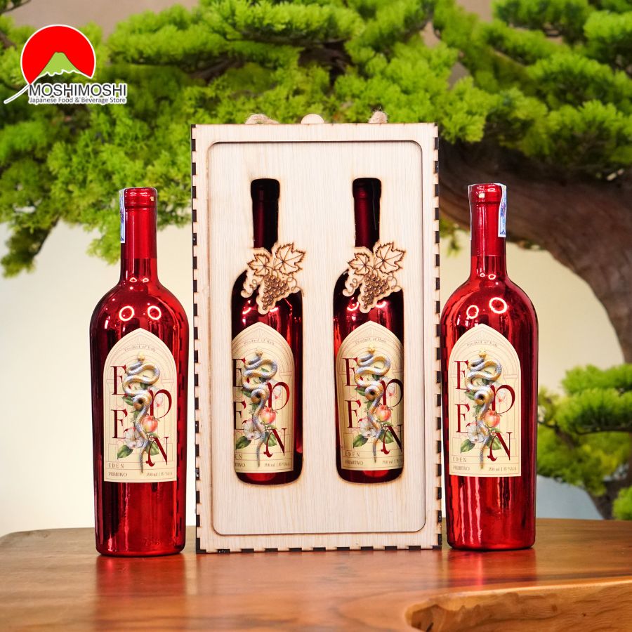 Rượu Vang Ý Eden Primitivo Hình Con Rắn & Hộp Gỗ Làm Quà Tặng