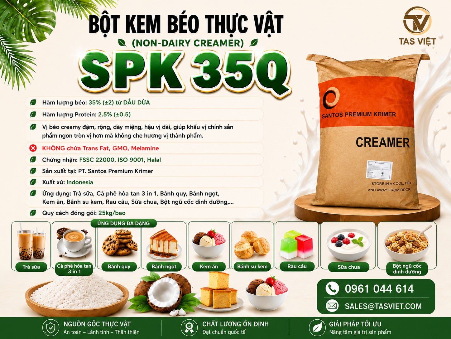 Bột Kem Béo Thực Vật SPK 35Q: Giải Pháp Tối Ưu Cho Ngành F&B