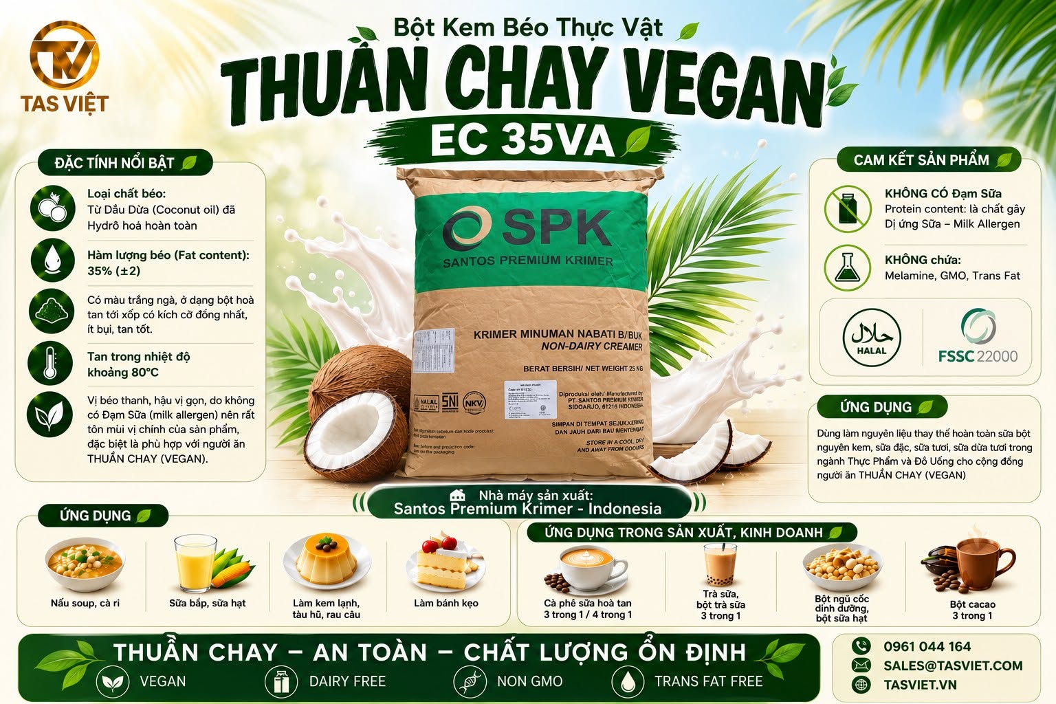 BỘT KEM BÉO THỰC VẬT THUẦN CHAY EC 35VA – GIẢI PHÁP CHO SẢN XUẤT VÀ THỰC PHẨM VEGAN