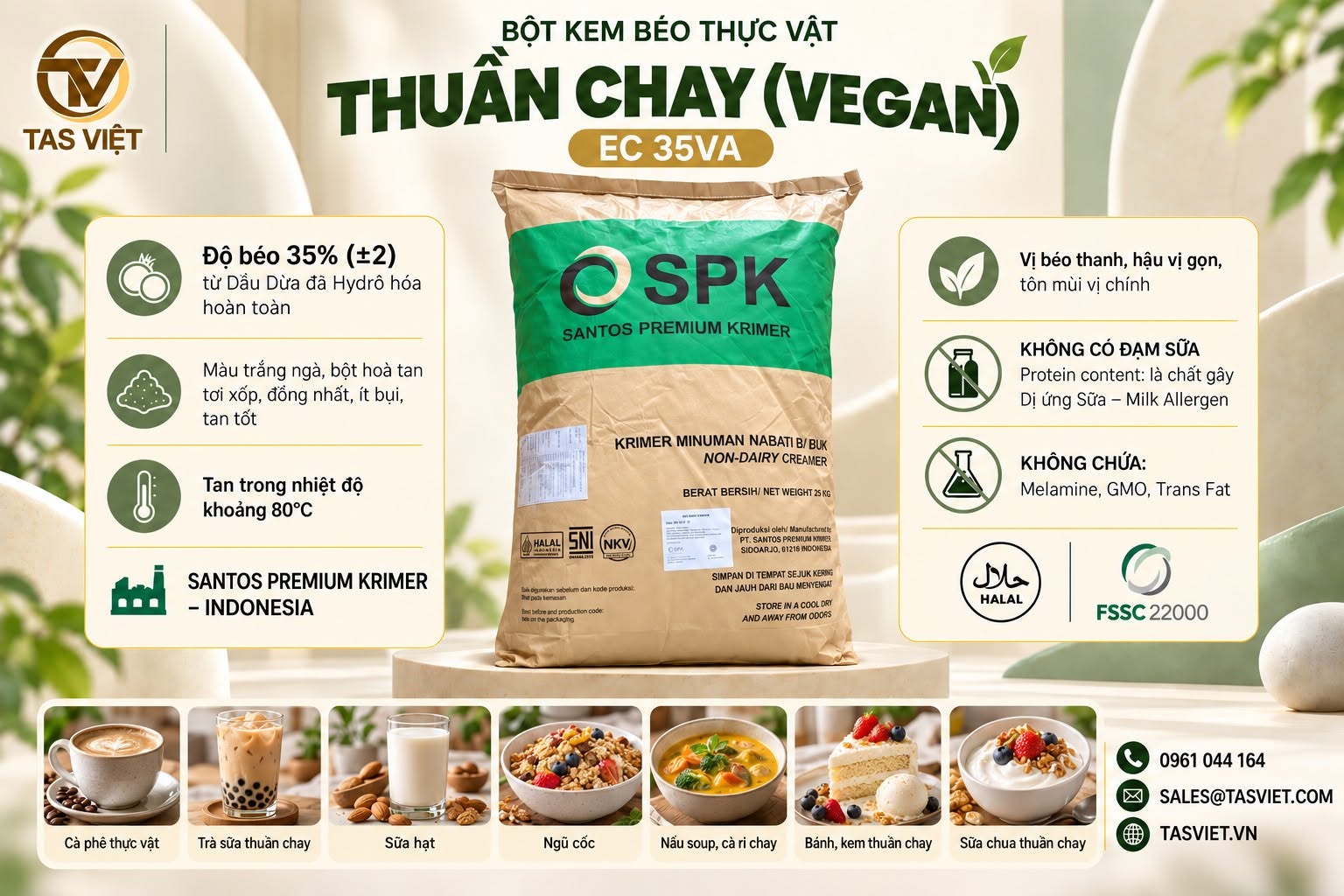 Lợi Ích Và Ứng Dụng Bột Kem Béo Thuần Chay EC 35VA Với Độ Béo 35% Từ Dầu Dừa