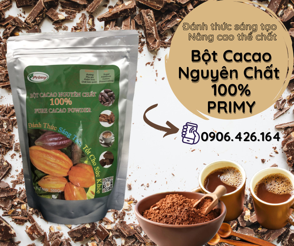 BỘT CACAO NGUYÊN CHẤT 100%/PURE CACAO POWDER PRIMY