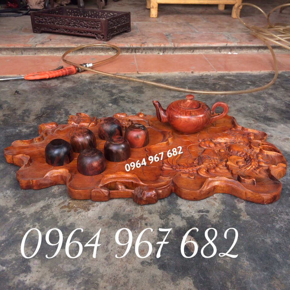 Khay trà cá chép + ấm chén 3