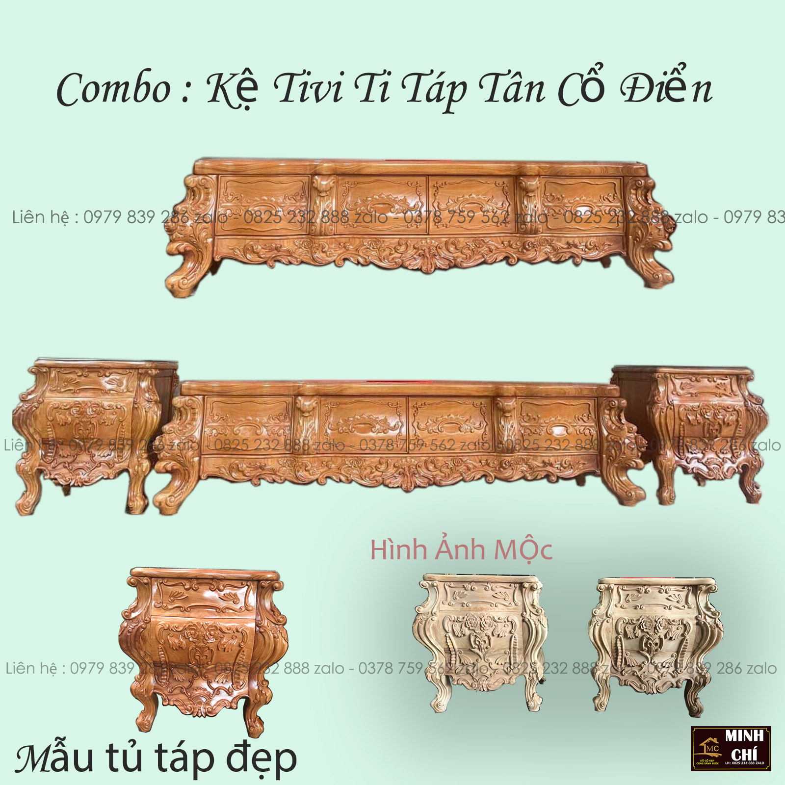 #Combo_Kệ_Tủ_Tivi_Louis_Hoàng_Gia_Tân_Cổ_Điển