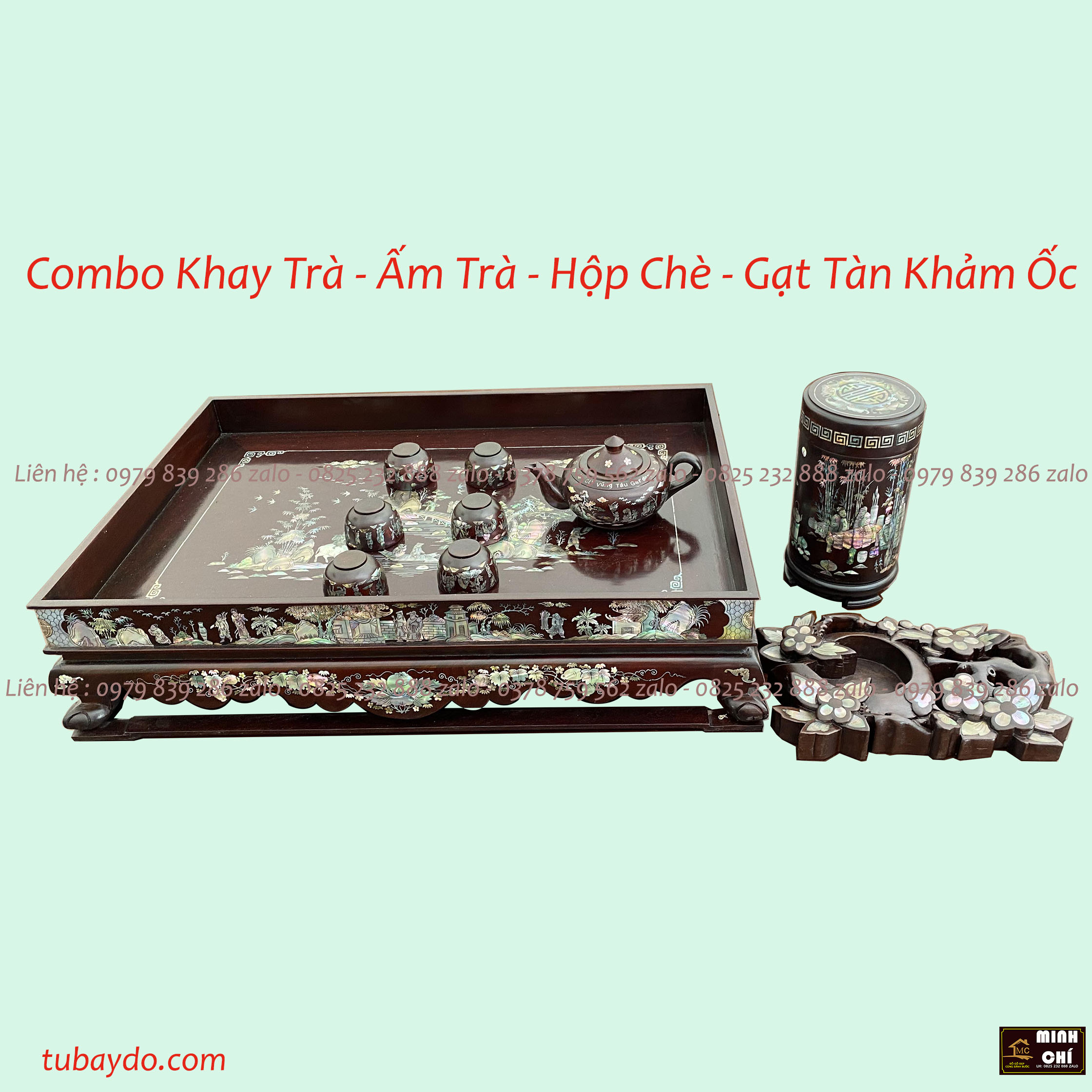 #Combo_Khay_Trà_Ấm_Chén_Hộp_Chè_Gạt_Tàn_Khảm_Ốc