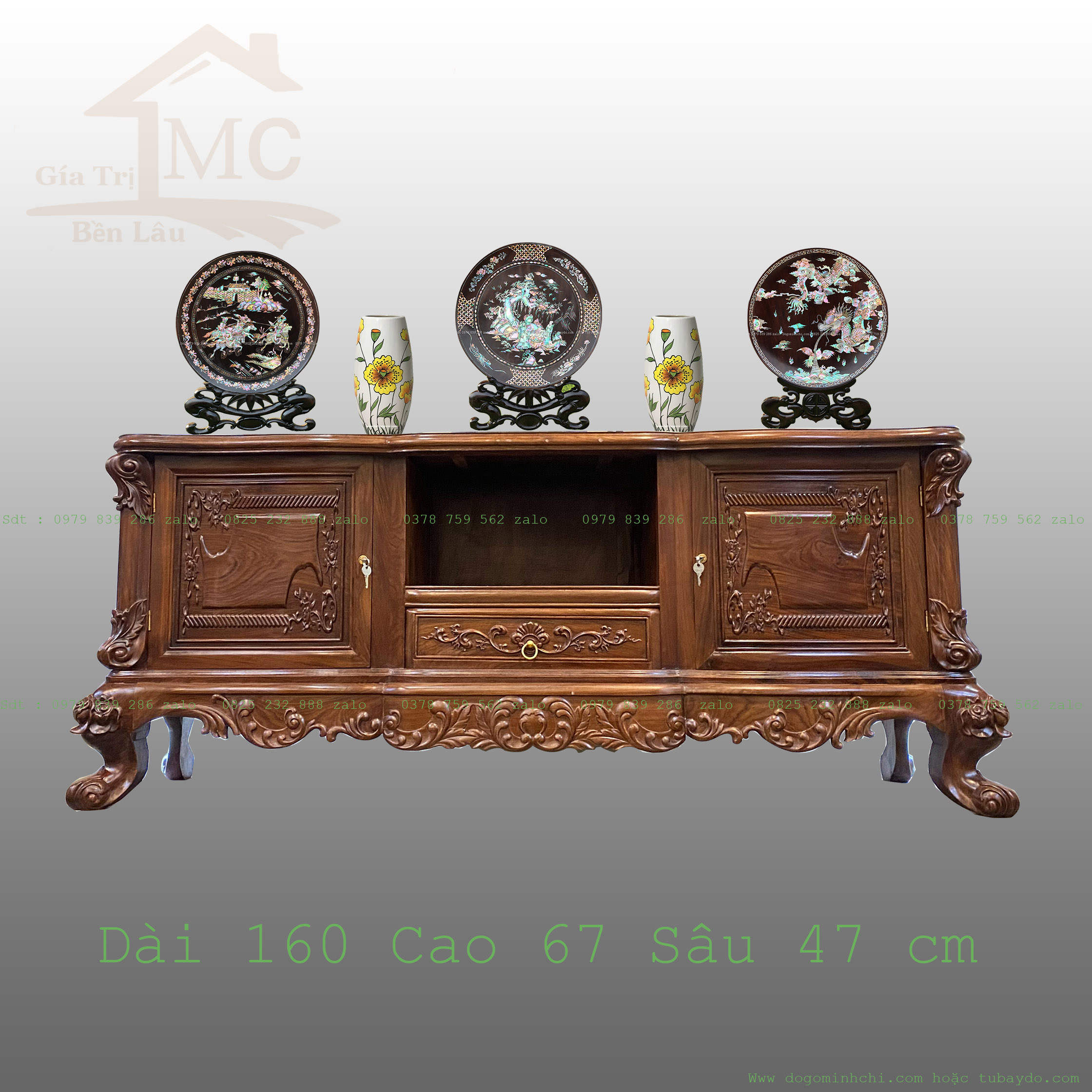 #Kệ_Tivi_Louis_Pháp_Dài_160_Gỗ_Hương_Đá _1