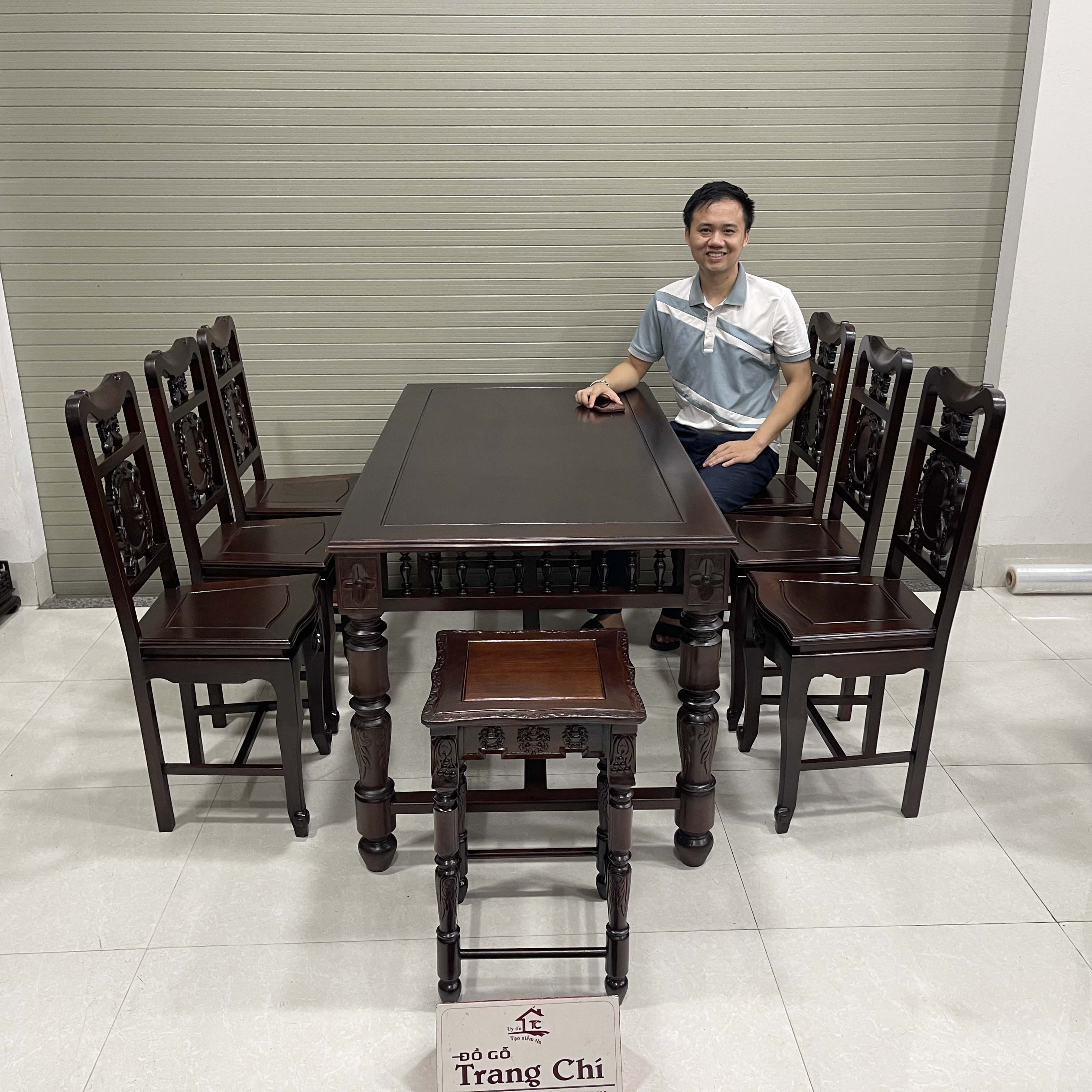 Bộ Bàn Ăn Bàn Chữ Nhật 6 Ghế 1 Đôn 1