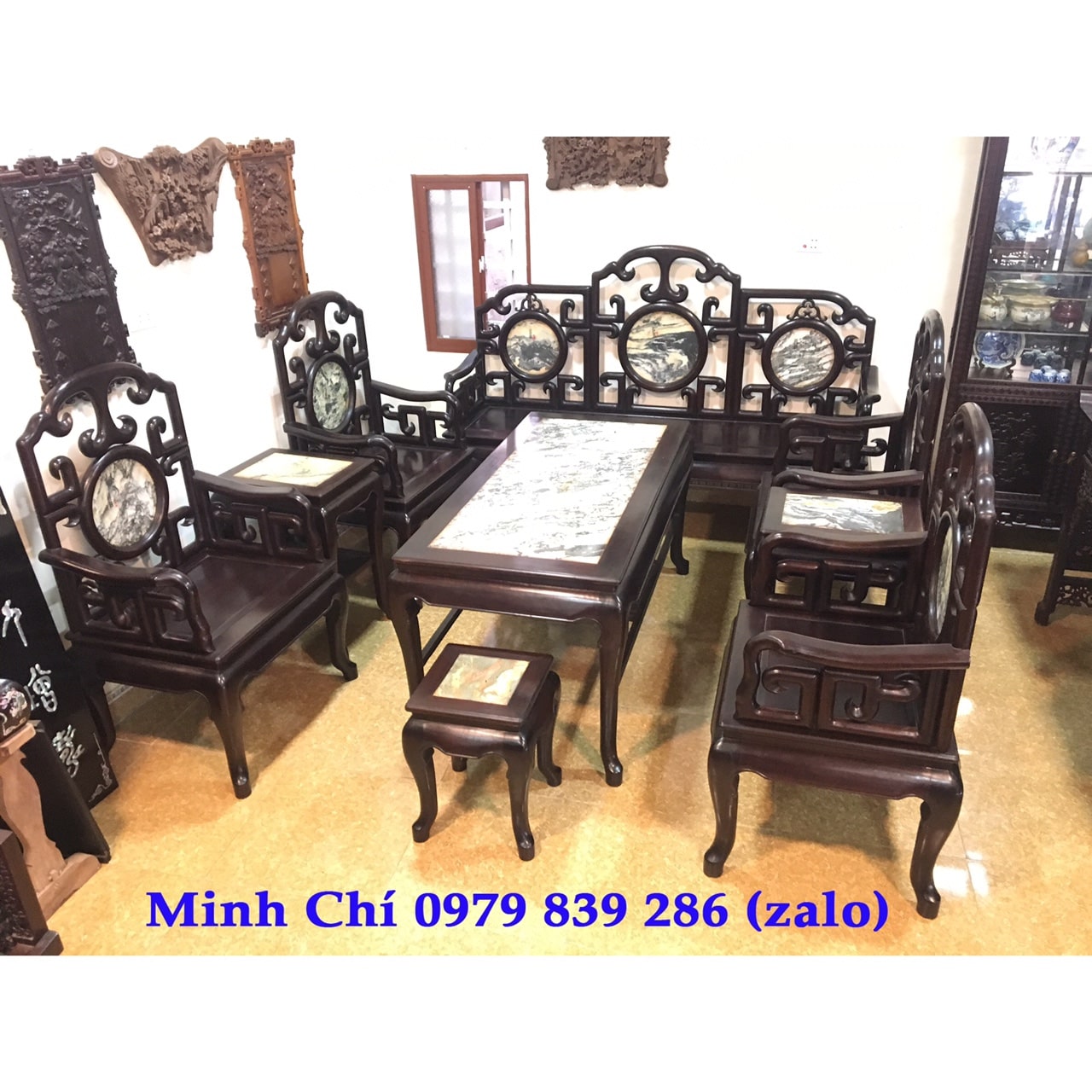 Bộ Bàn Ghế Móc 9 Món Gỗ Gụ - Đồ Gỗ Minh Chí