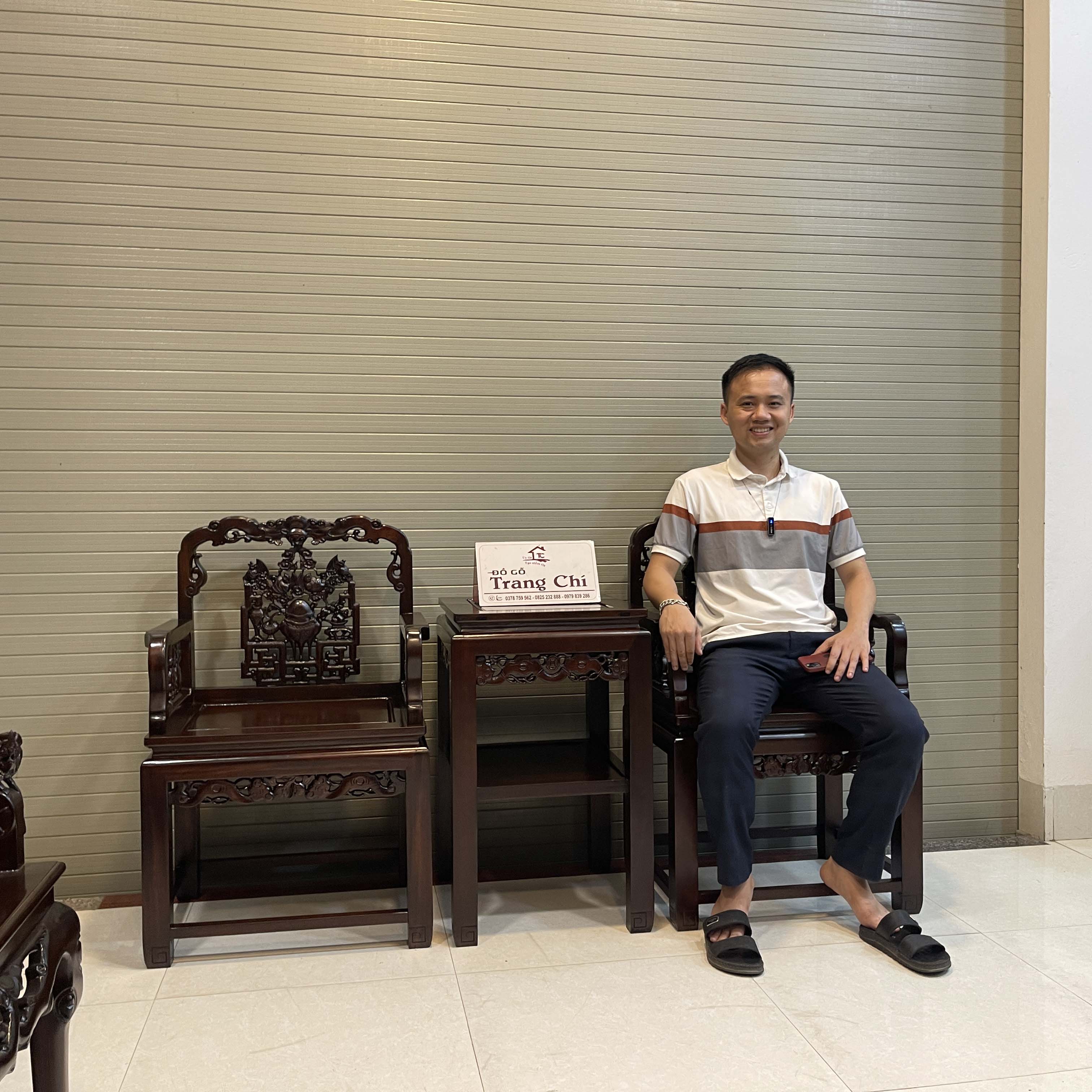 Bộ Bàn Trà 3 Món Hàng Dày Dặn Gỗ Gụ 1