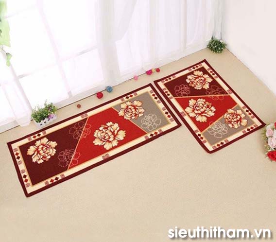 Thảm trải nhà bếp hoa đỏ