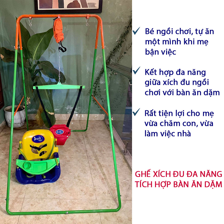 Combo Xích Đu Nhún Nhảy và Ghế Có Bàn Ăn Dặm JUMPER KIDS JPKG102