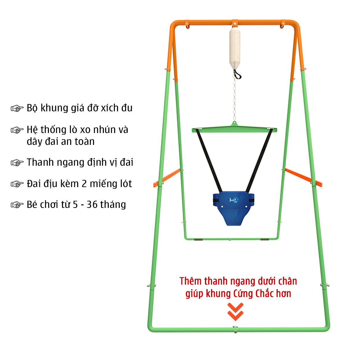 Xích Đu Nhún Nhảy JUMPER KIDS JPK102 Bộ Cao Cấp Cho Bé Vận Động, Tập Đi, Phát Triển Thể Chất