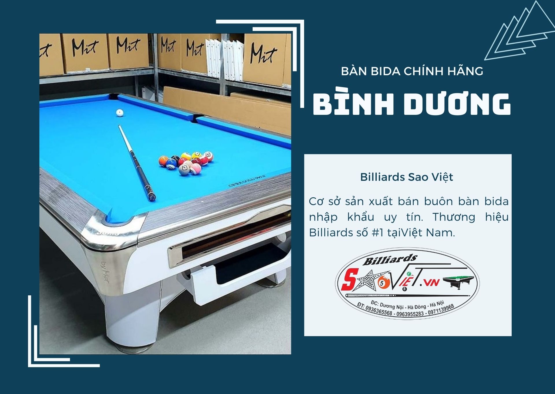 Xưởng sản xuất bàn bida phăng Bình Dương uy tín - Billiards Sao Việt