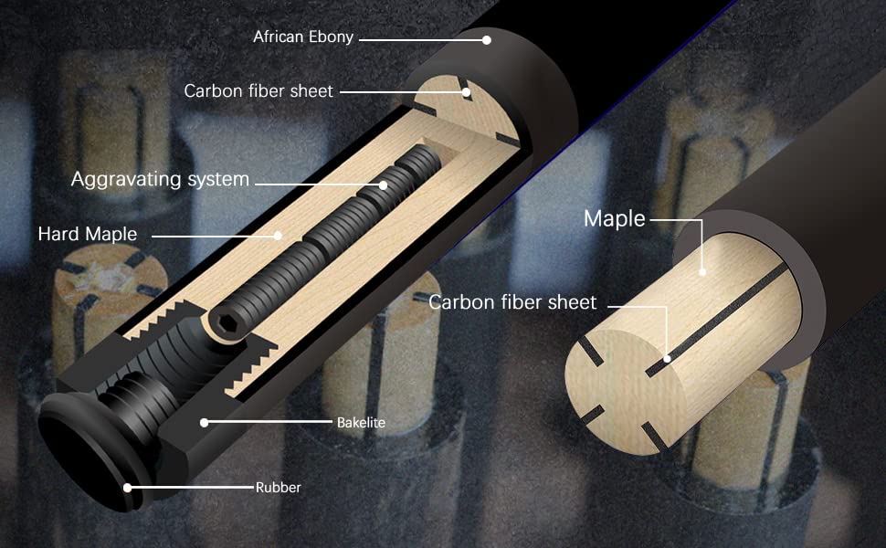 Gậy bi a Carbon Fiber silver Blue