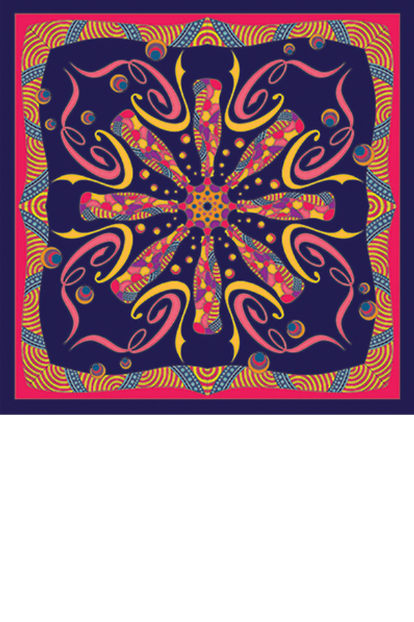 Khăn lụa vuông tơ tằm 100% Mandala Silk Scarf 49x49/ TTF/ Festivity