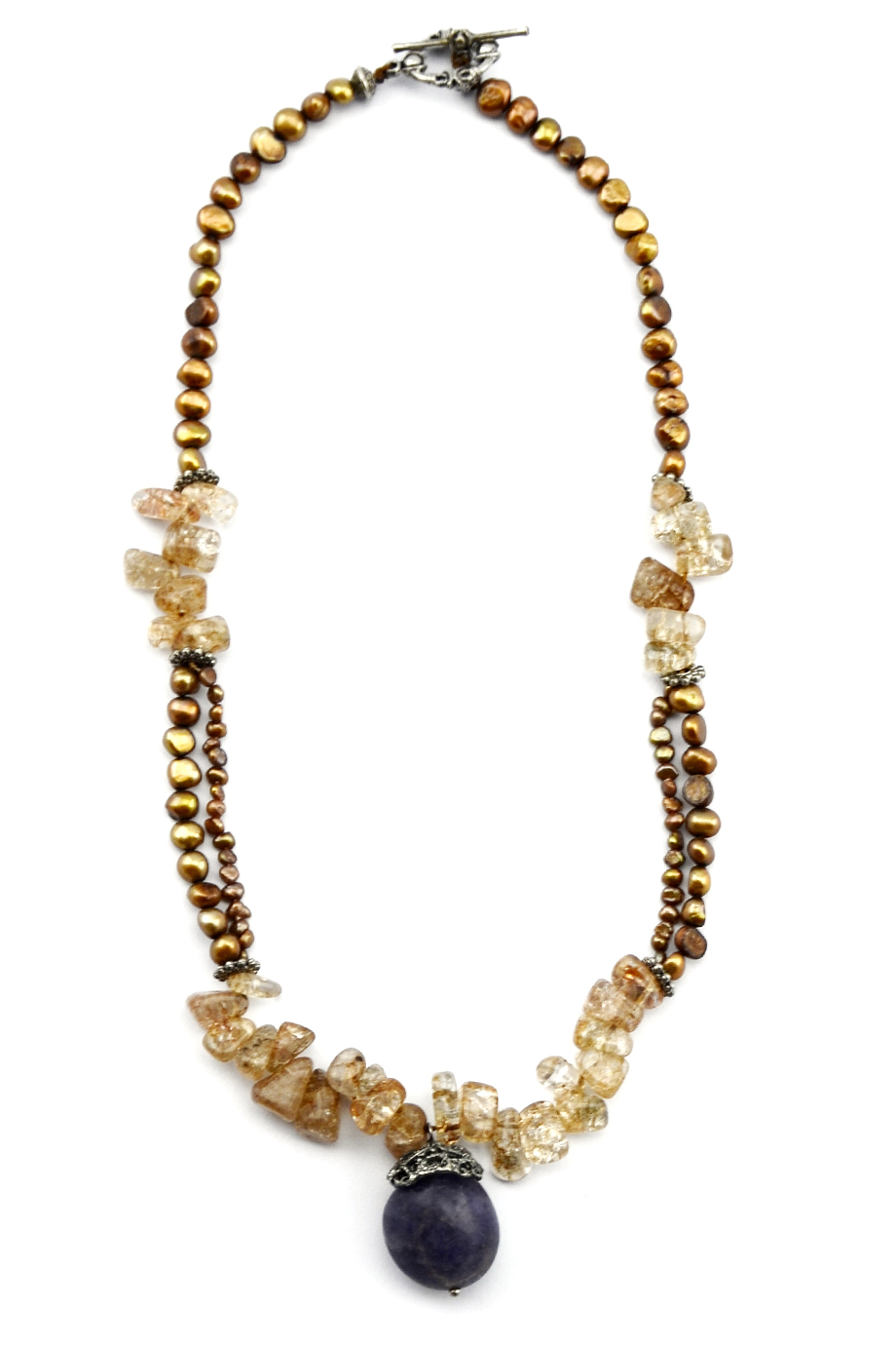 Queen Amethyst-Citrine & Pearl Necklace
