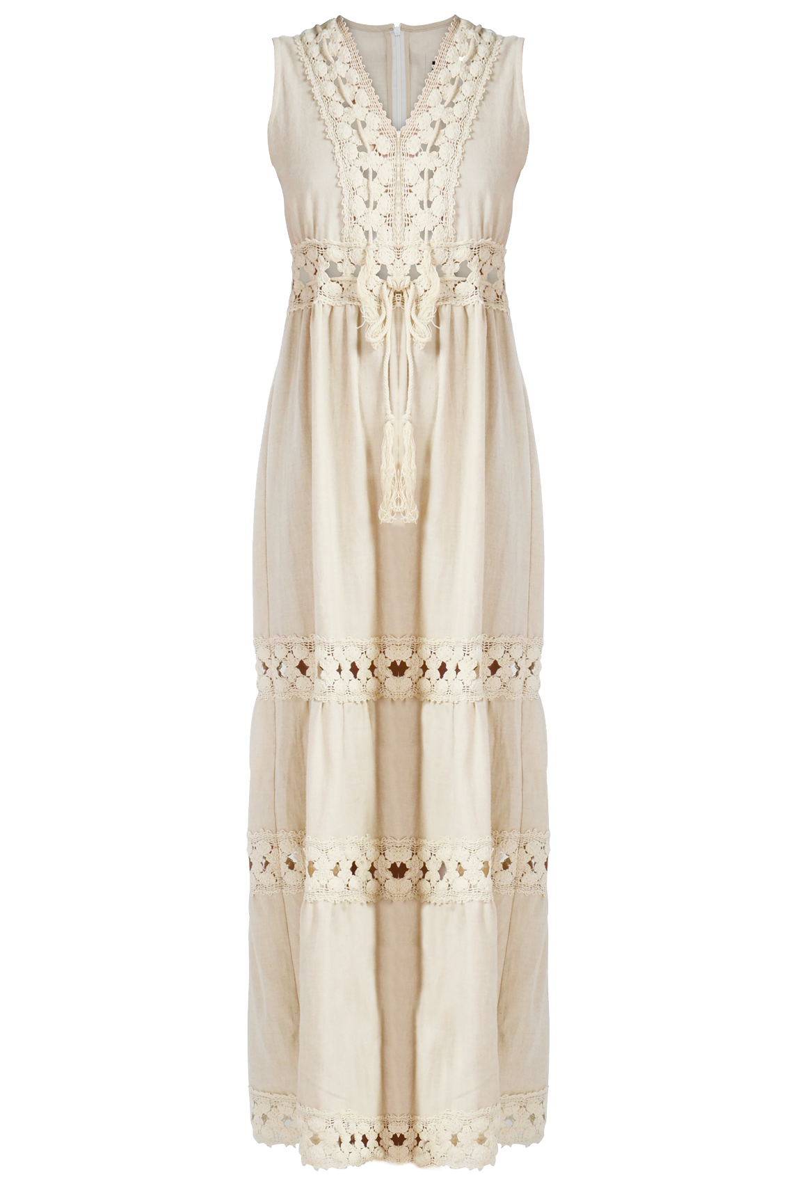 Đầm Primrose Lace Trim Midi Dress/ Beige