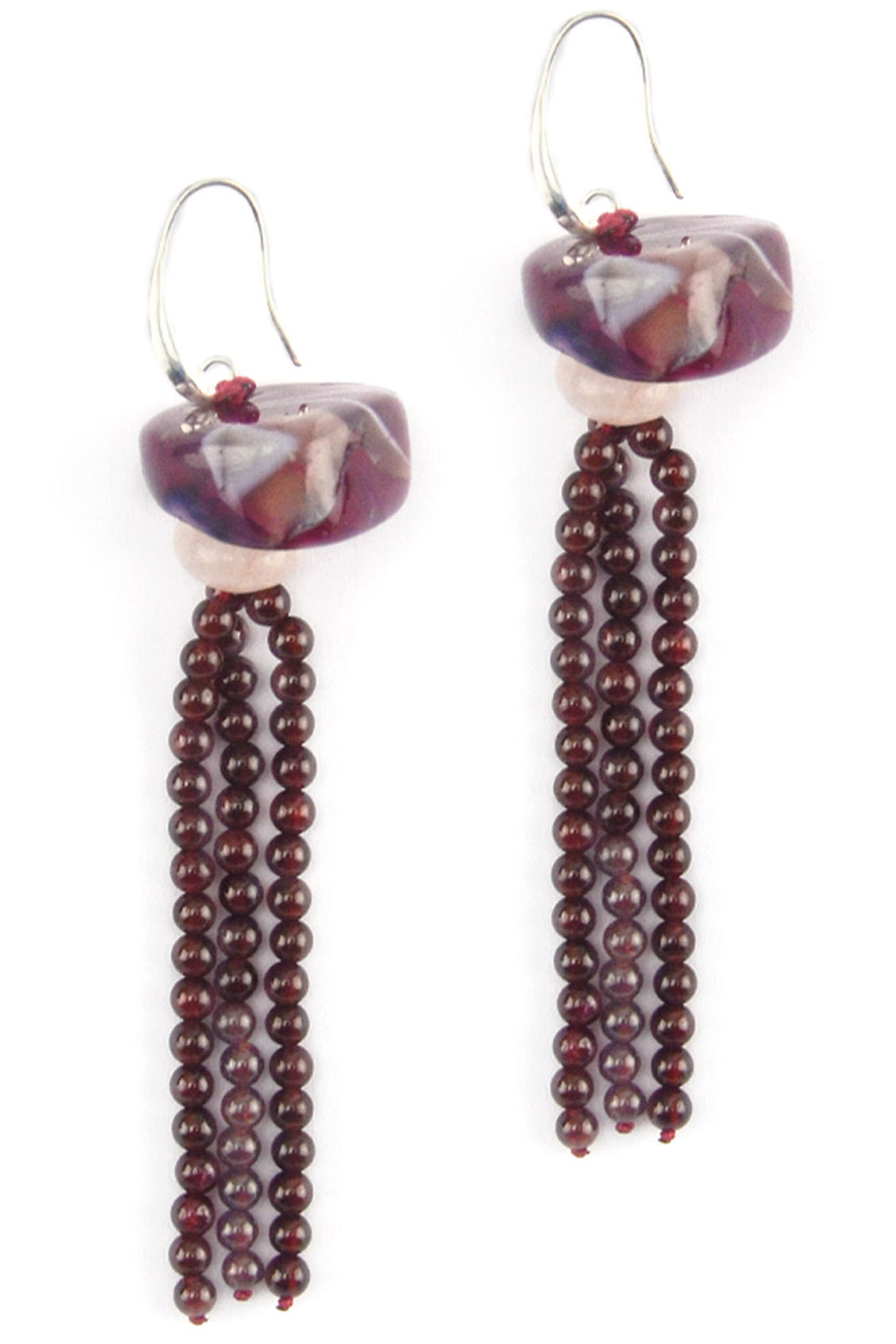 Bông tai Garnet Rose Silver Earings