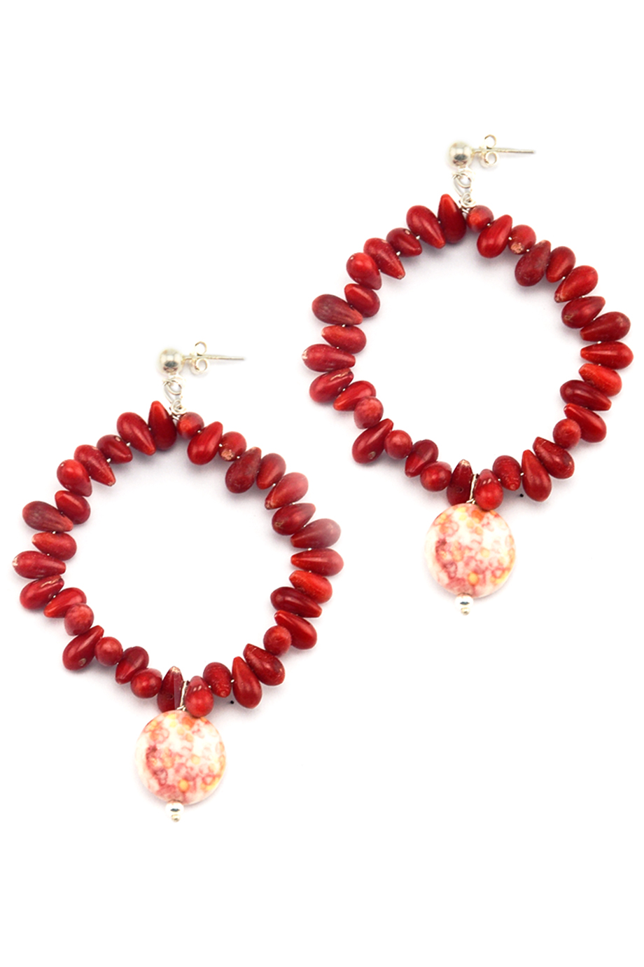 Bông tai Red Coral Circle Jasper Earings