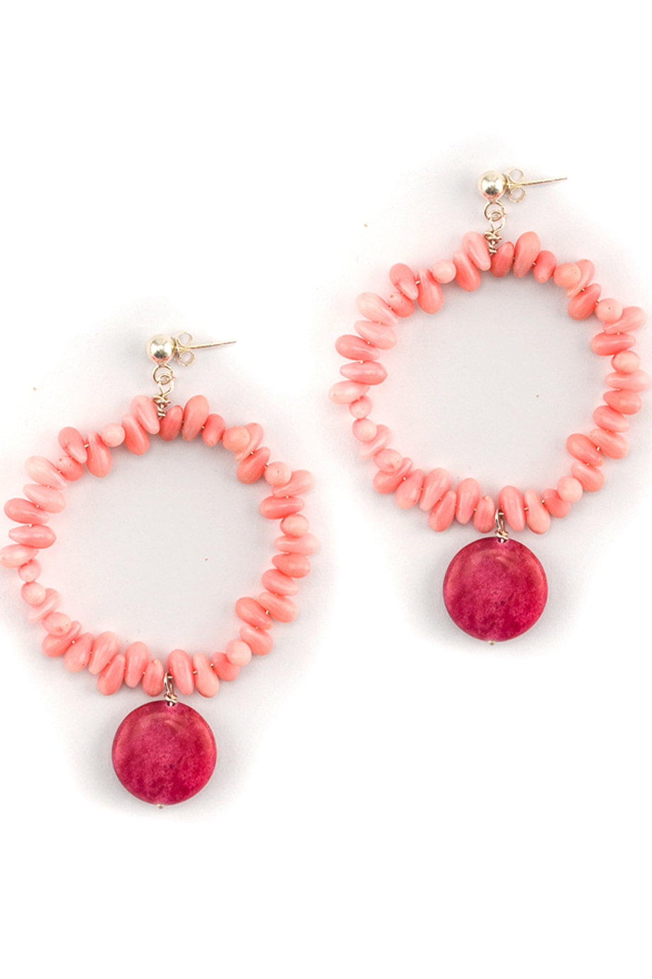 Bông tai Pink Coral Circle Earings