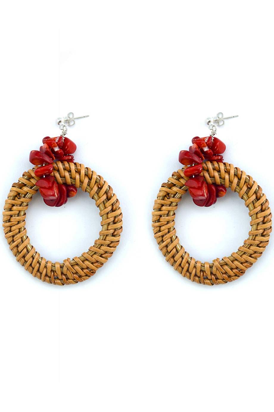 Bông tai Circle Rattan Coral Earings