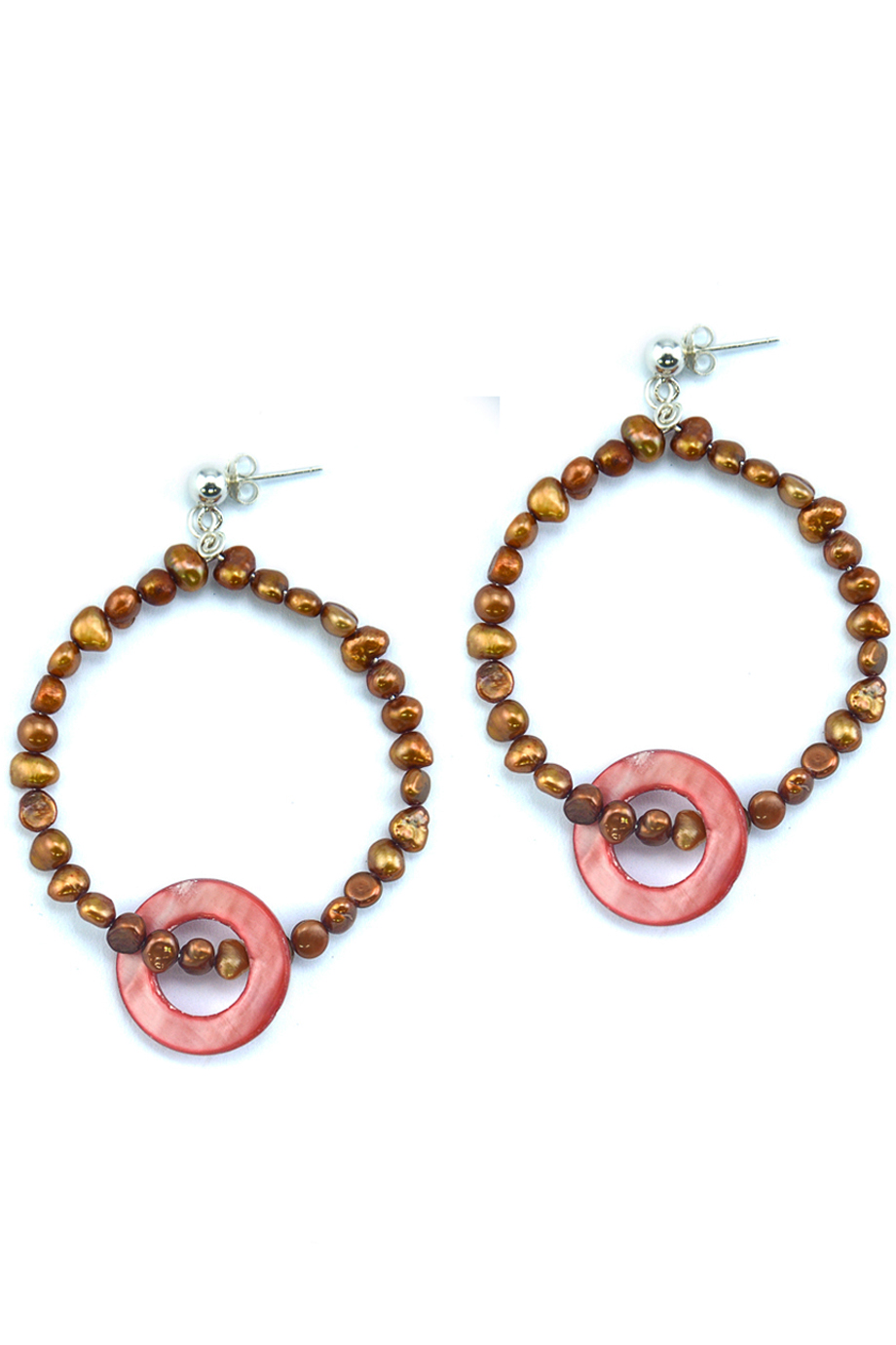 Bông tai Fire Earth Circle Mother & Pearl Earings No.52