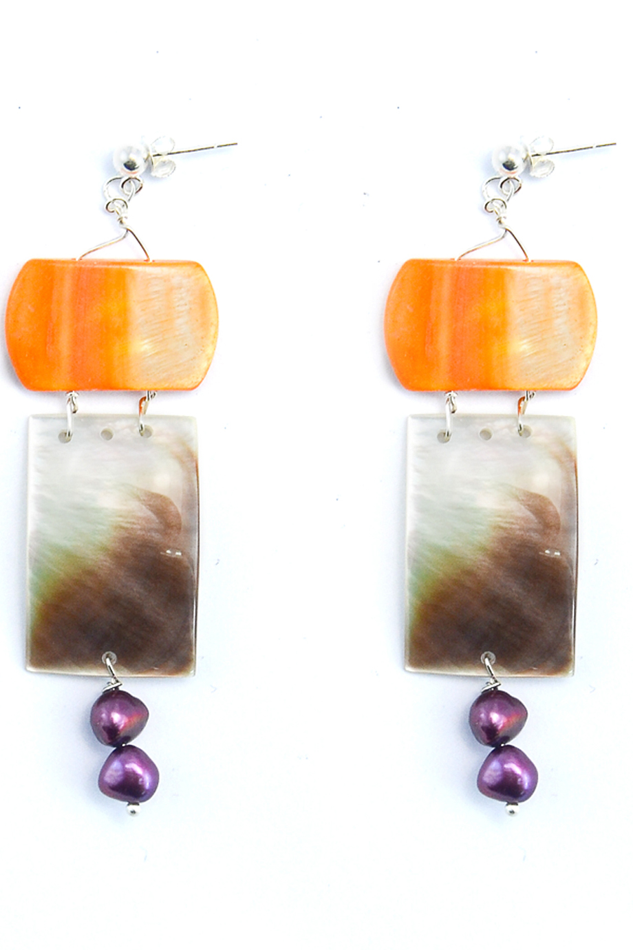 Bông tai Fire Earth Mother of Pearl Dangle Earings