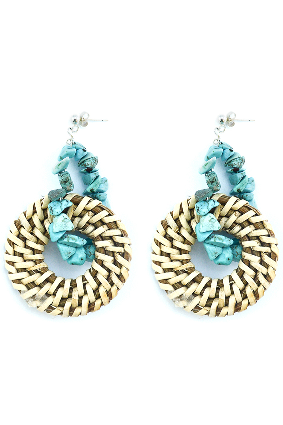 Bông tai Turquoise Rattan Circle Earings