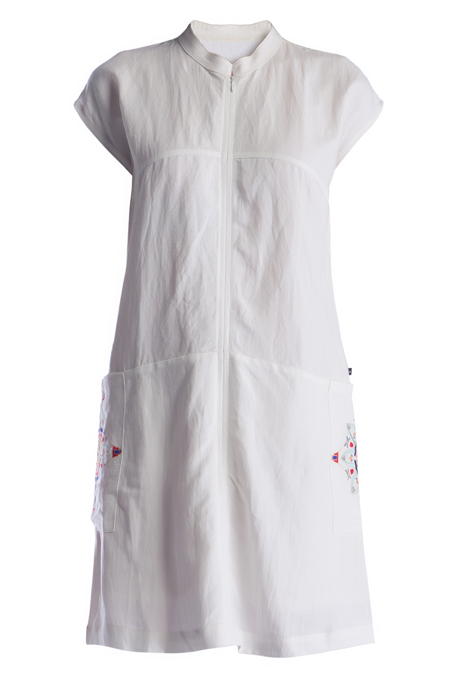 Đầm Wren Embroidered Linen Shift Dress/ AMS White 2147