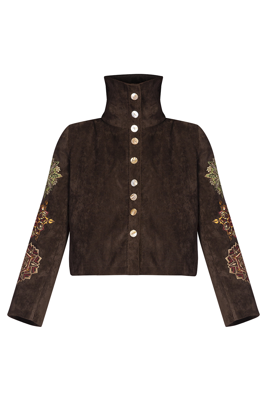 Áo khoác ngắn Gaia Embroidered Cropped Jacket/ Chocolate