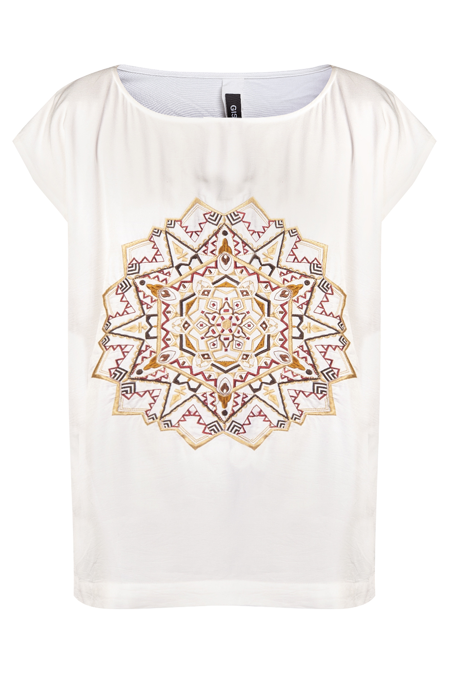 Áo kaftan thêu mandala Thổ- Earth Mandala Embroidered  Boat-necked Kaftan Top/ White