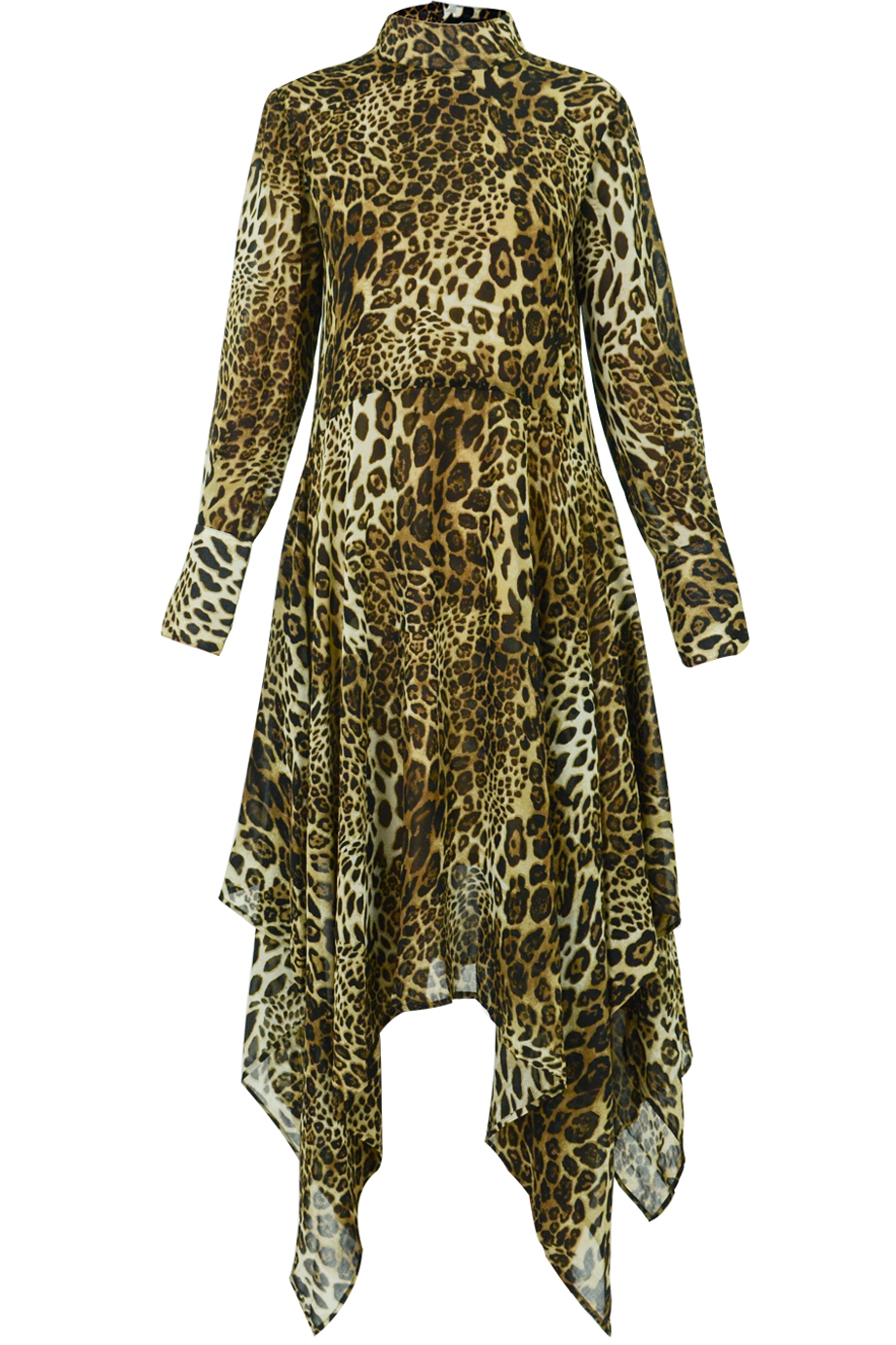 Đầm sơ mi Petra Asymmetric Midi Dress/ Animal Print