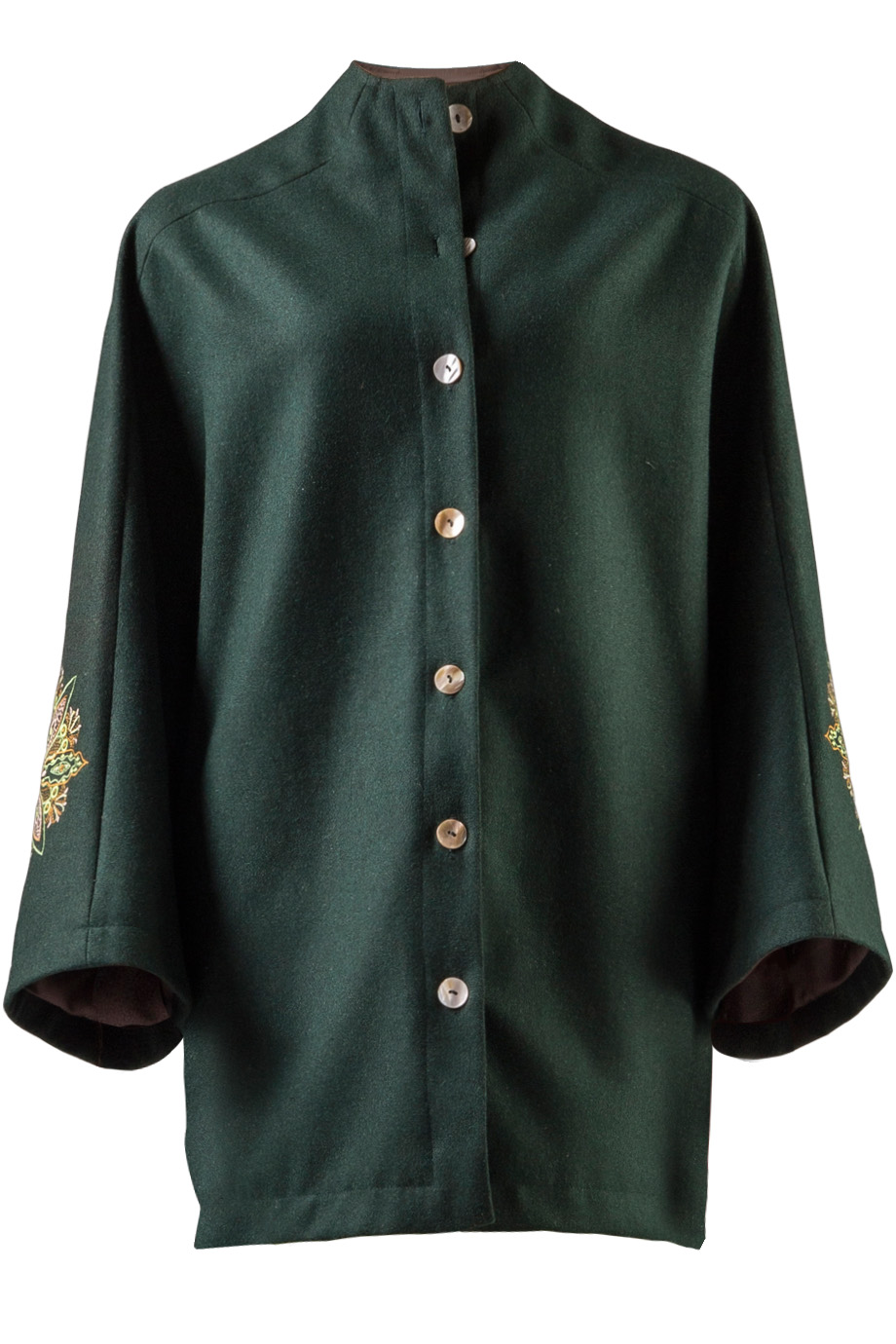 Áo khoác dạ thêu họa tiết Mộc bản quyền Tree Mandala Embroidered Oversized Coat No. 1/ Green