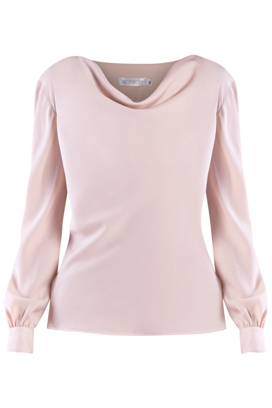 Áo sơ mi cổ đổ tay dài màu be- Mia Cowl-neck Long-sleeved Blouse/ Beige 2137