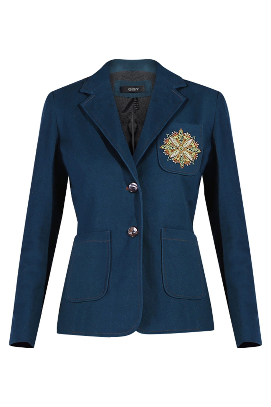 Áo blazer hai khuy thêu mandala Mộc- Brynn Two Button Mandala Embroidered Blazer/ Prussian Blue