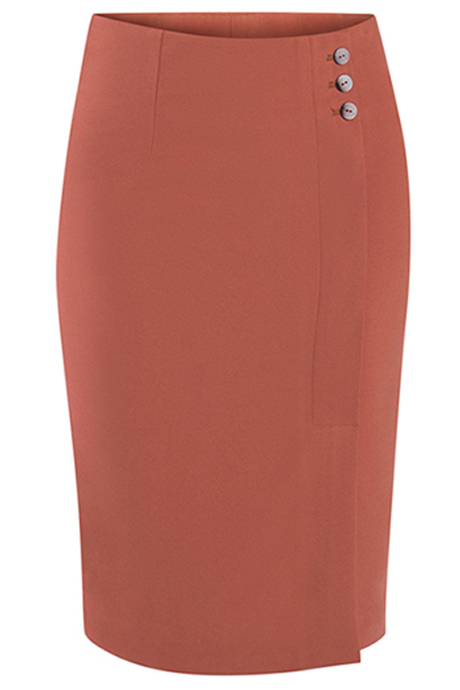 Chân váy bút chì khuy lệch màu gạch- Grace Button Skirt/ Auburn