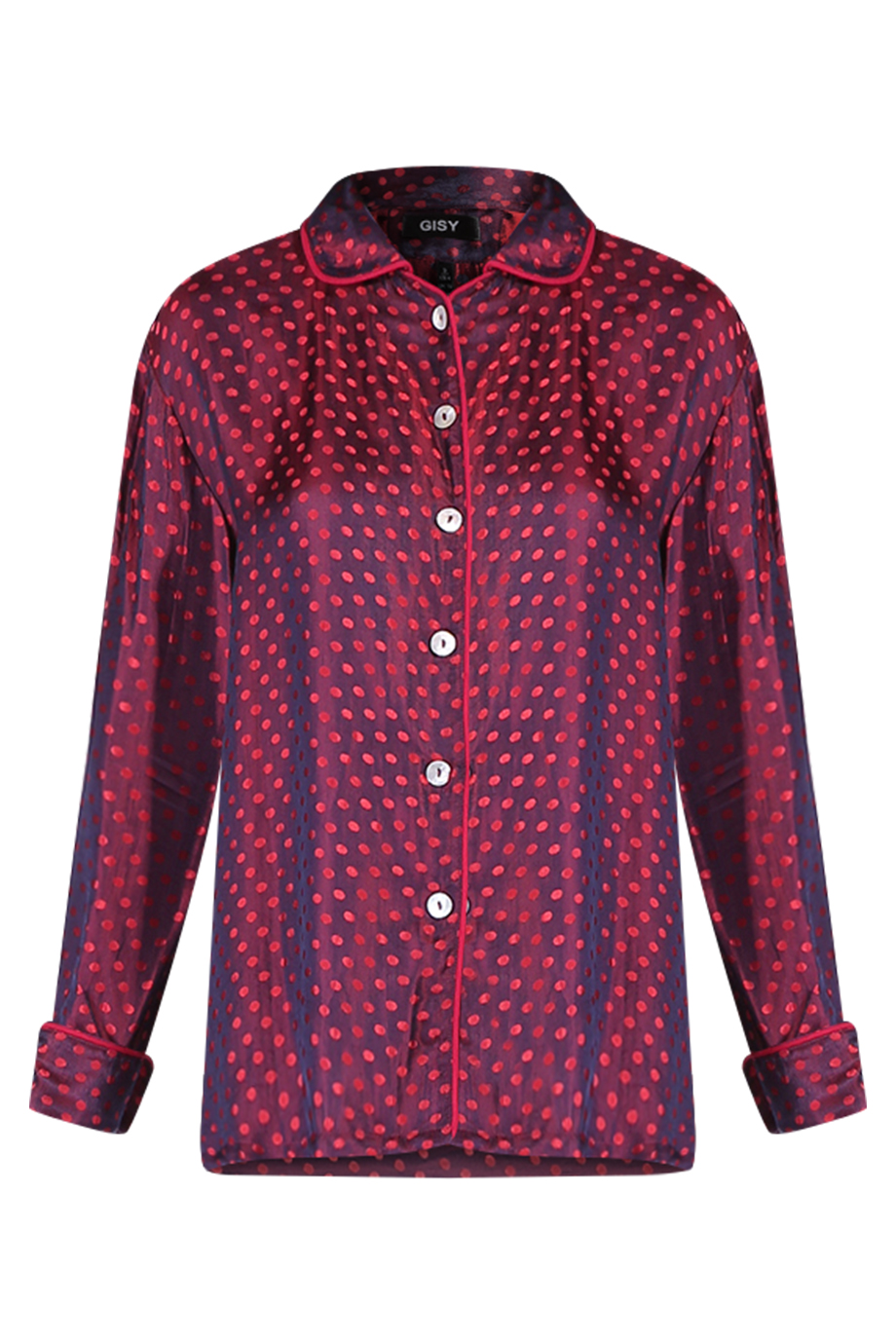Áo ngủ lụa Clacie No.1 Silk Pajama Long-sleeved Shirt/ Plum Dots