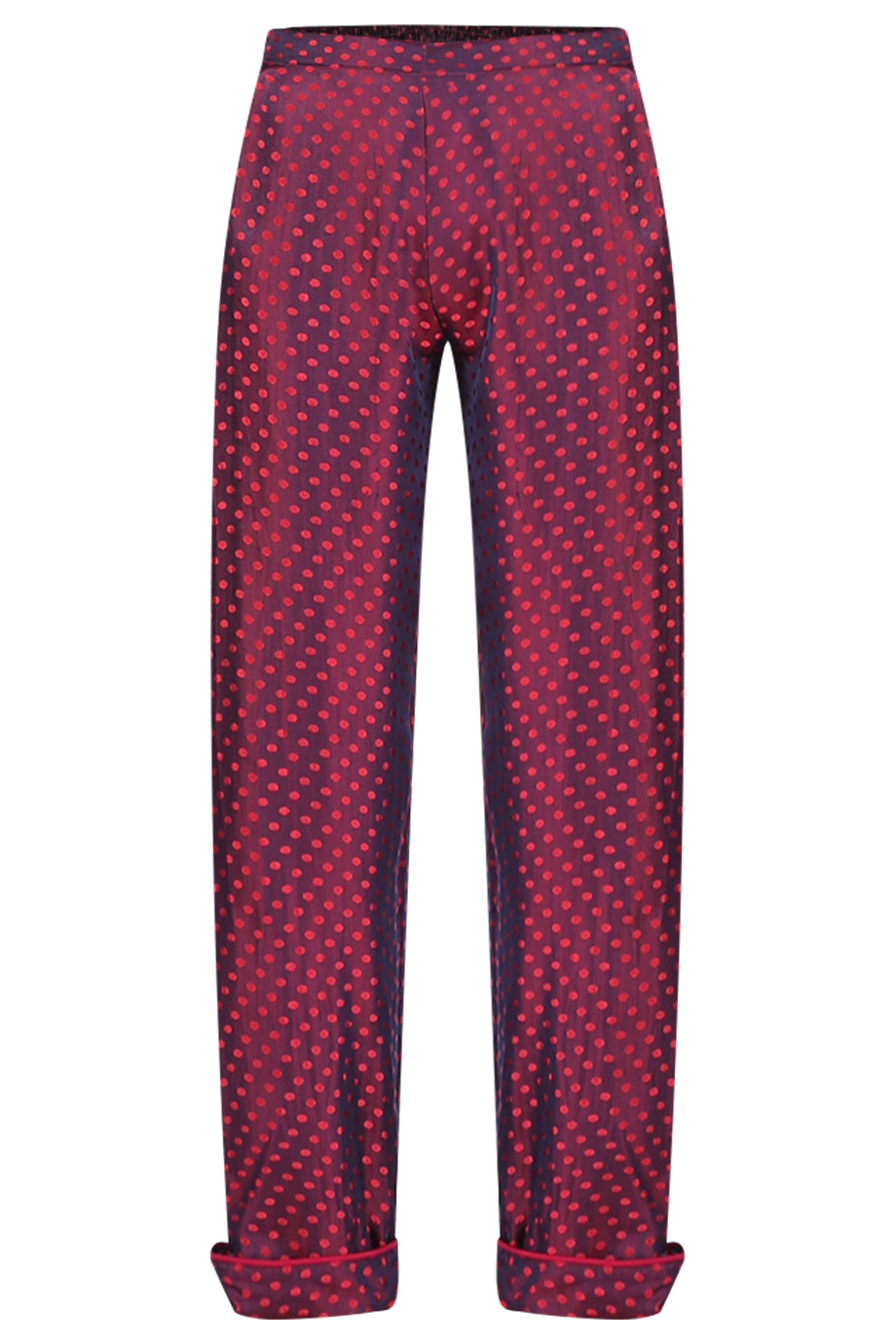Quần ngủ dài gập gấu 100% lụa tơ tằm Clacie No.1 Silk Pajama Long Pants/ Plum Dots