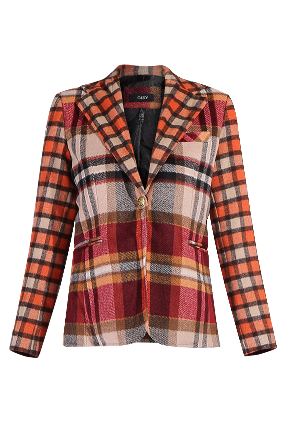 Áo blazer dạ một khuy- Colleen One Button Blazer/ Orange-Black Block