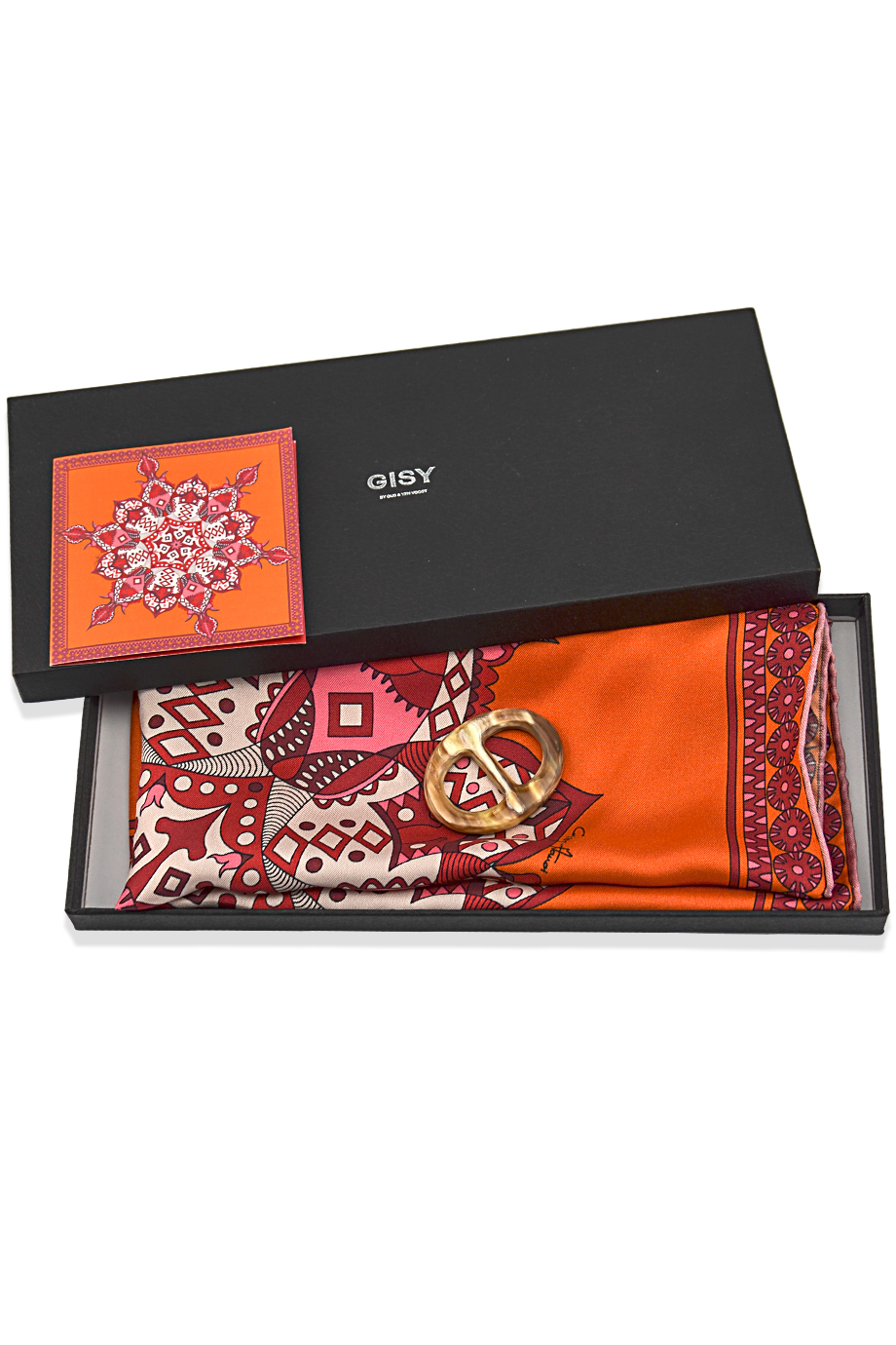 Khăn lụa phong thủy tơ tằm 100% Mandala Silk Scarf 49x49/ FIRE