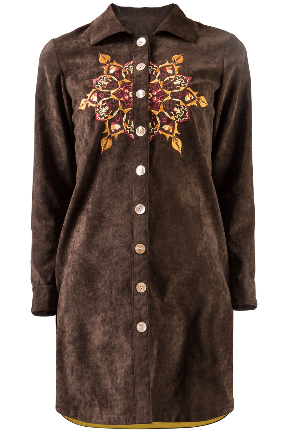 Đầm sơ mi Gaia Embroidered Shirtdress/ Fire