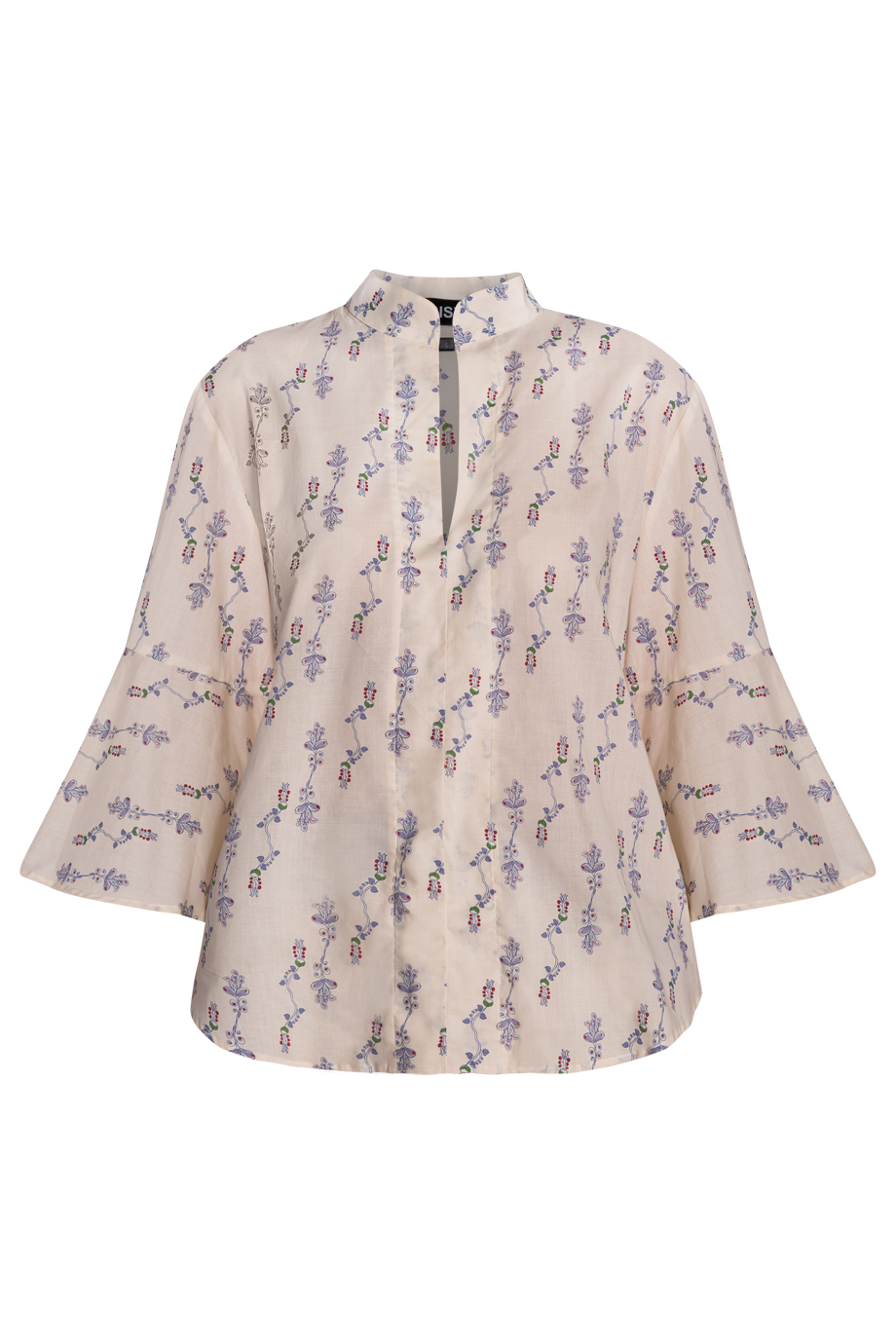 Áo River Bell Sleeves Cotton Poplin Blouse/ Lavender Prints