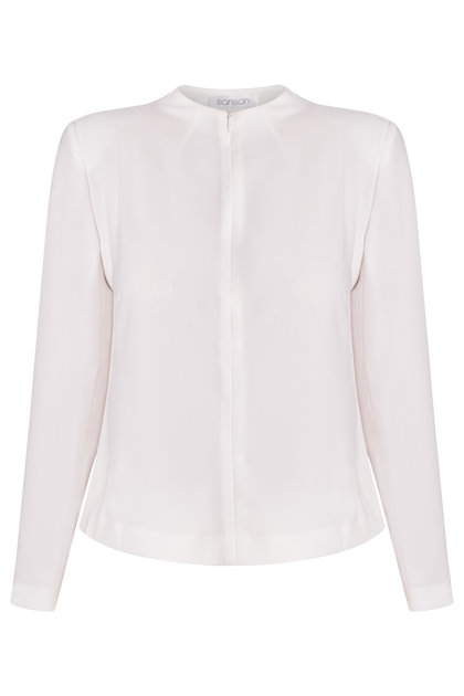 Áo công sở cổ neo Sienna High-neck Suit Crop Top/ Cream White 2141